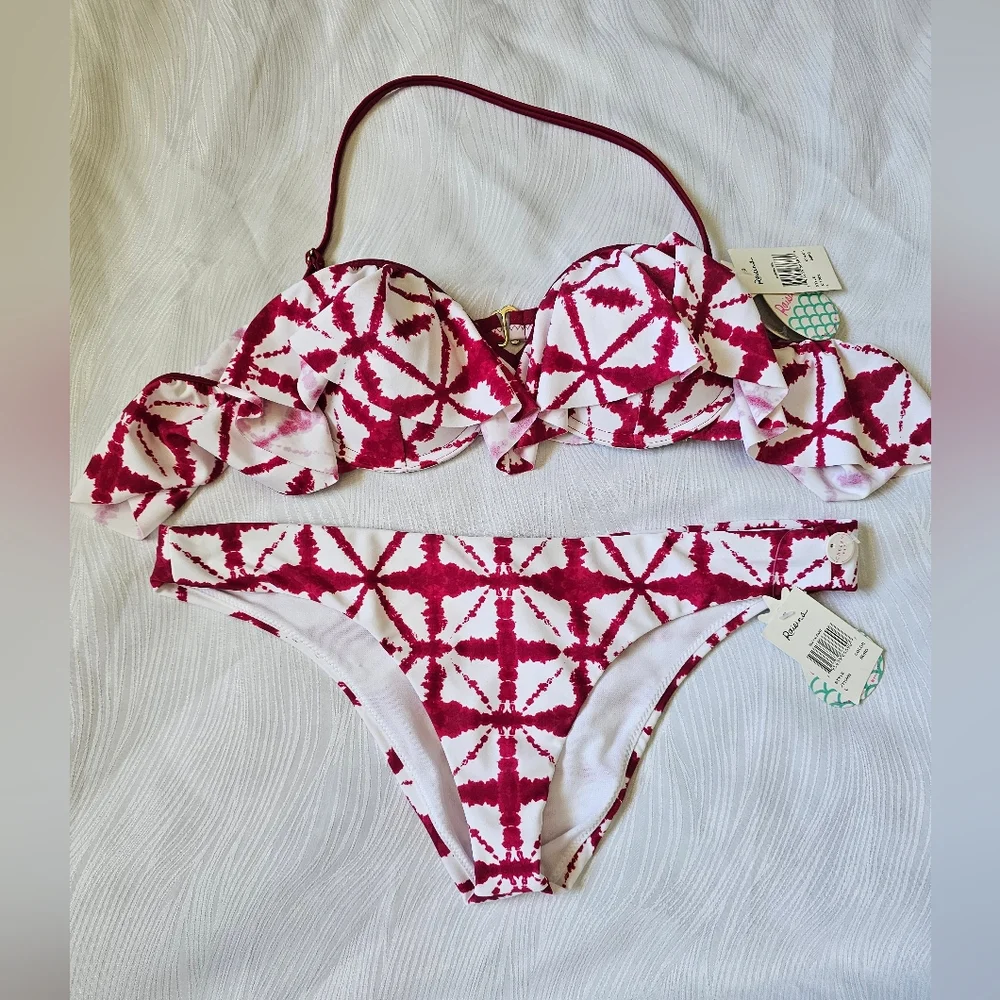 Raisins Dark Red and White Bikini Set NEW with Tags - Picture 1 of 11